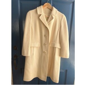 Vintage Townley Wool Coat Cream Waffle Weave ILGWU Union Made 60s Mod